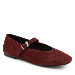 Ysabel Leather Mary Janes - Burgundy Suede