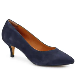 Yulia Leather Stiletto-Heeled Court Shoes - Navy Suede