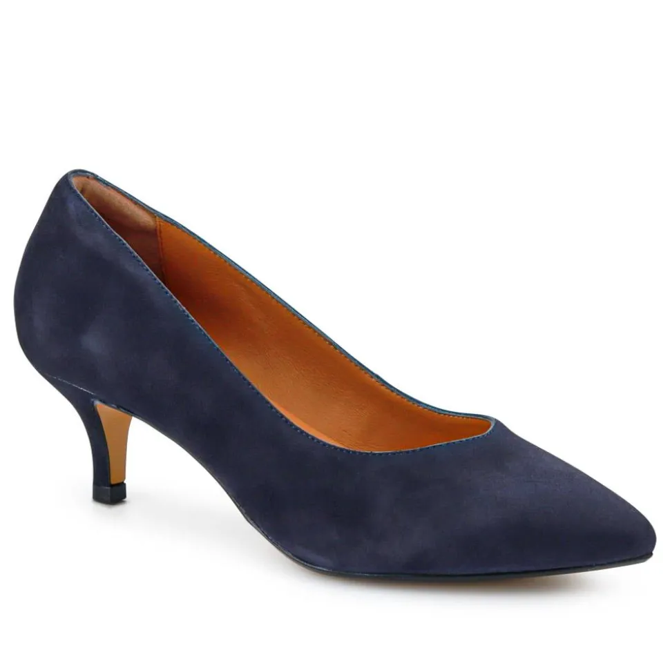 Yulia Leather Stiletto-Heeled Court Shoes - Navy Suede