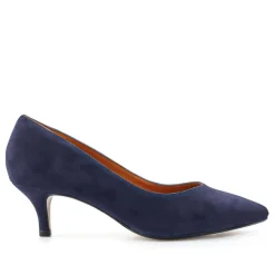 Yulia Leather Stiletto-Heeled Court Shoes - Navy Suede