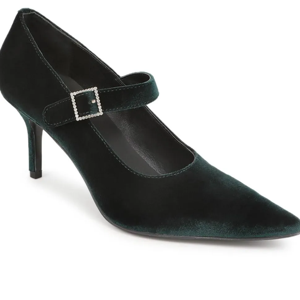 Yumi Heeled Court Shoes - Green