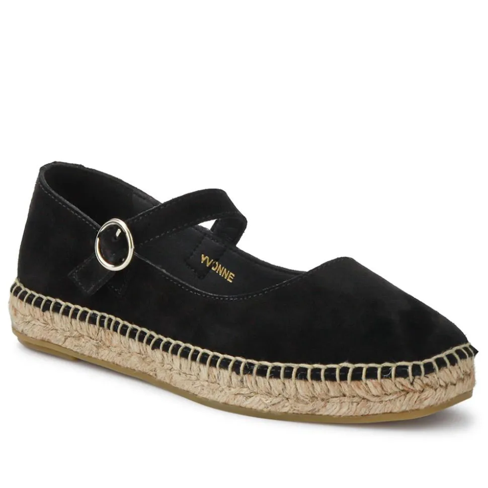 Yvonne Leather Mary Jane Espadrilles - Black