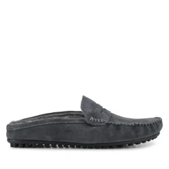 Zap Leather Mule Slippers - Charcoal