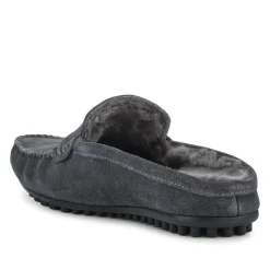Zap Leather Mule Slippers - Charcoal