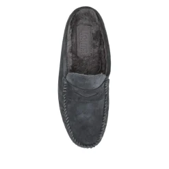 Zap Leather Mule Slippers - Charcoal