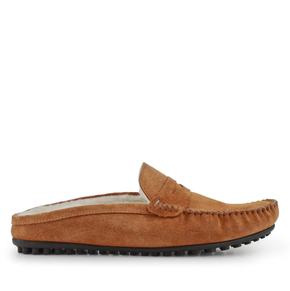 Zap Leather Mule Slippers - Chestnut