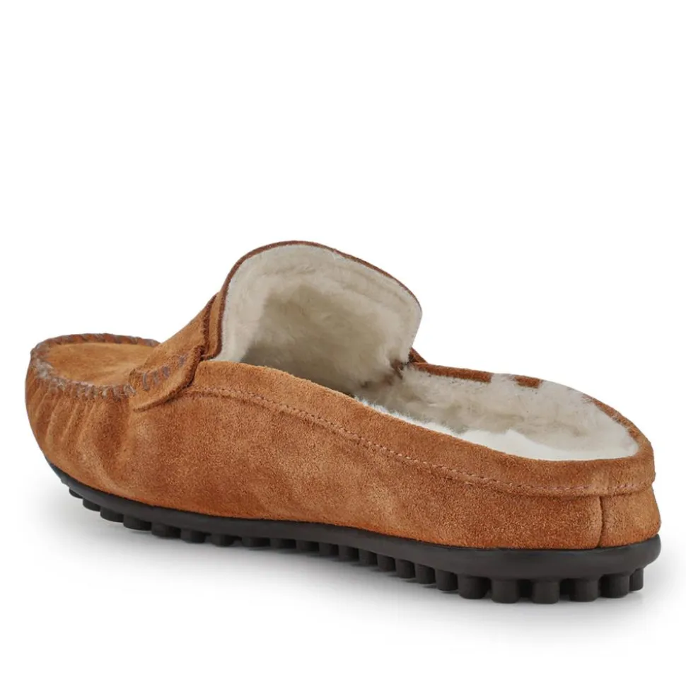 Zap Leather Mule Slippers - Chestnut