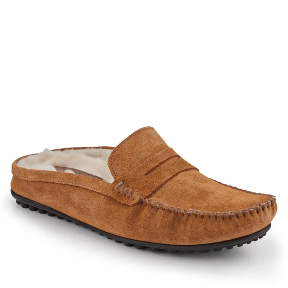 Zap Leather Mule Slippers - Chestnut