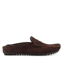 Zap Leather Mule Slippers - Dark Brown Suede