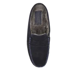Zap Leather Mule Slippers - Navy Suede