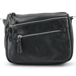 Zip-Close Cross-Body Bag - Black