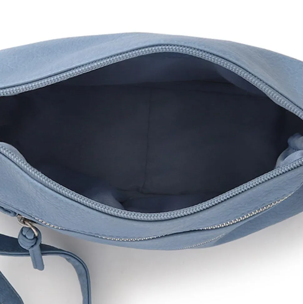 Zip-Close Cross-Body Bag - Light Blue