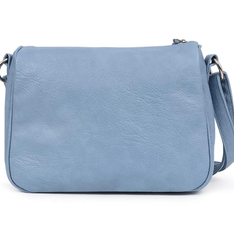 Zip-Close Cross-Body Bag - Light Blue