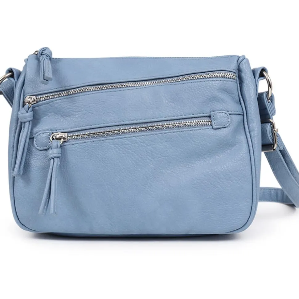 Zip-Close Cross-Body Bag - Light Blue