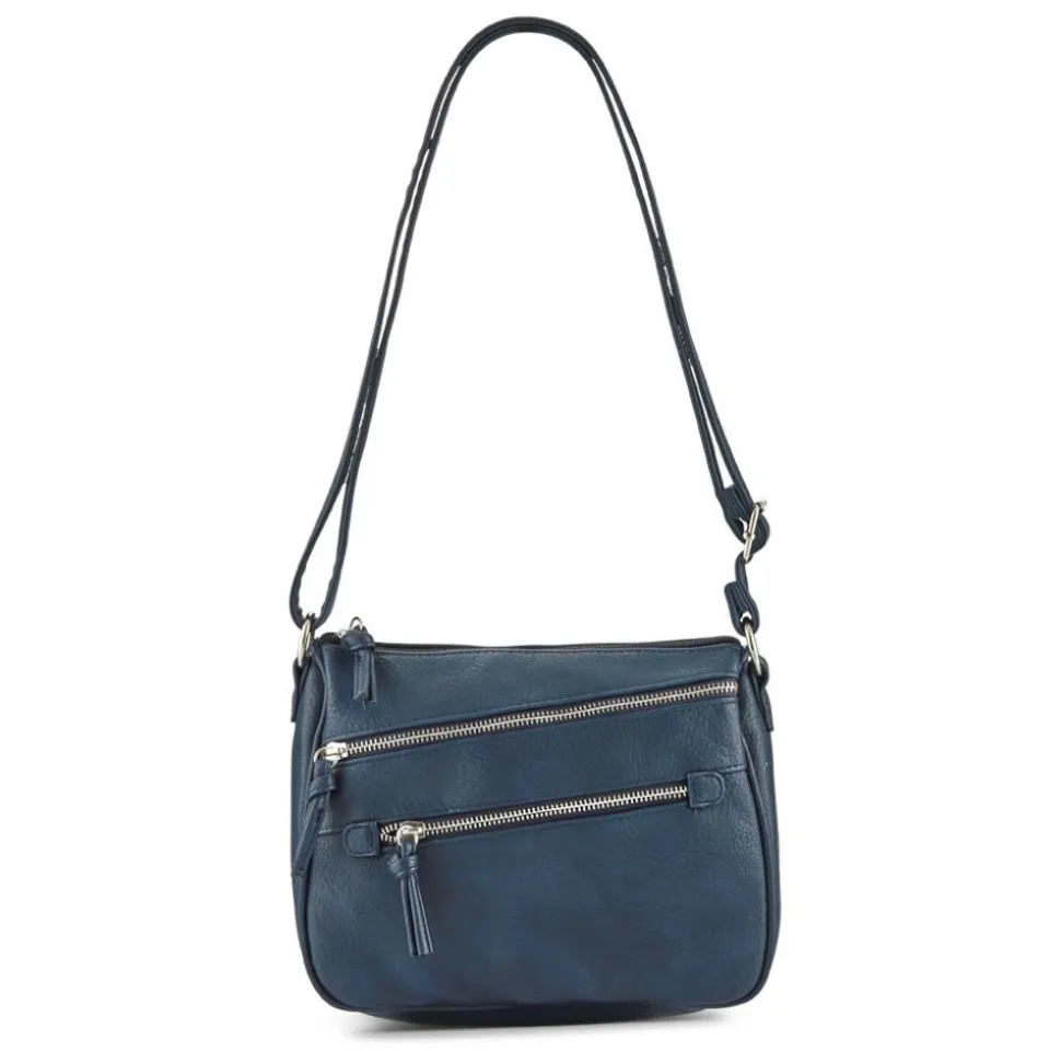 Zip-Close Cross-Body Bag - Navy