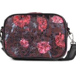 Zip-Close Crossbody Bag - Navy-Red