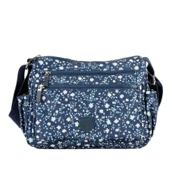 Zip Close Messenger Bag - Navy Floral