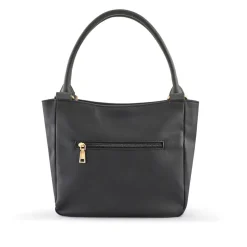 Zip-Close Shoulder Bag - Black-Grey