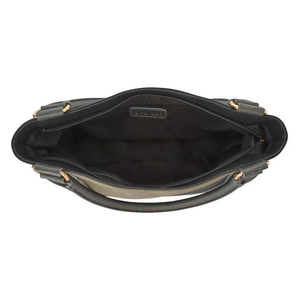Zip-Close Shoulder Bag - Black-Grey