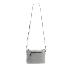 Zip-Close Shoulder Bag - Silver Shimmer