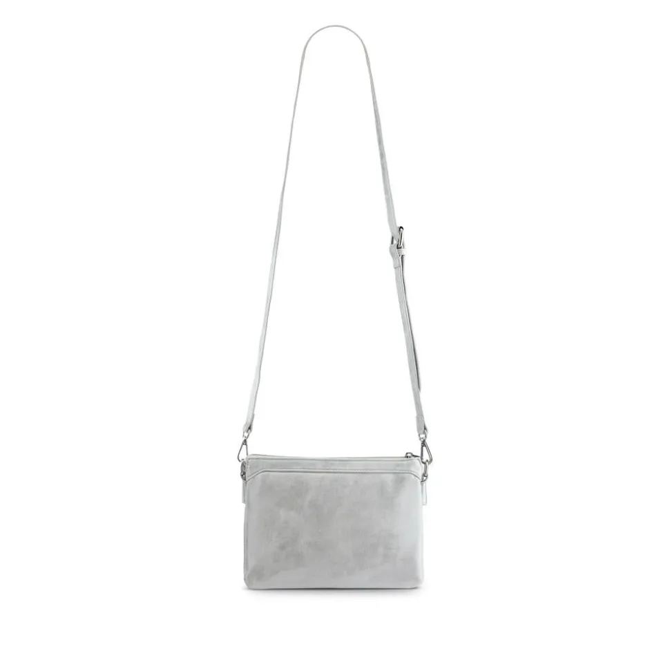 Zip-Close Shoulder Bag - Silver Shimmer