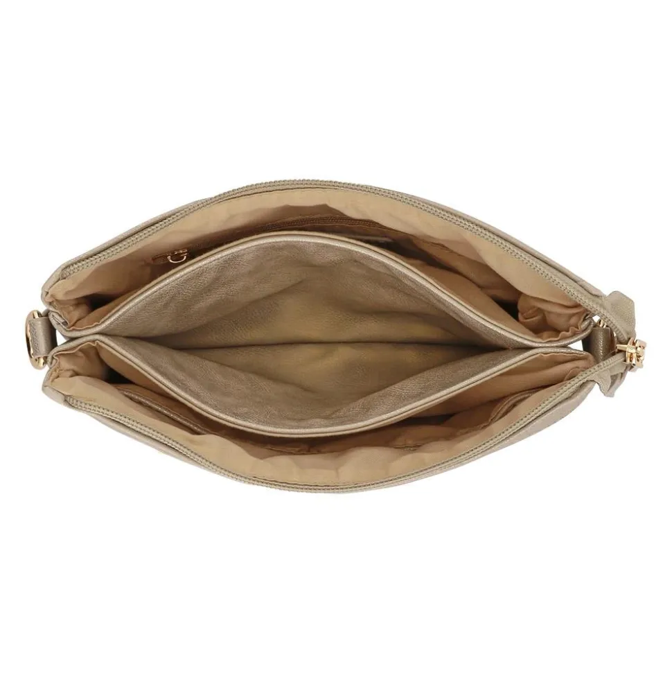 Zip-Close Shoulder Bag - Soft Gold