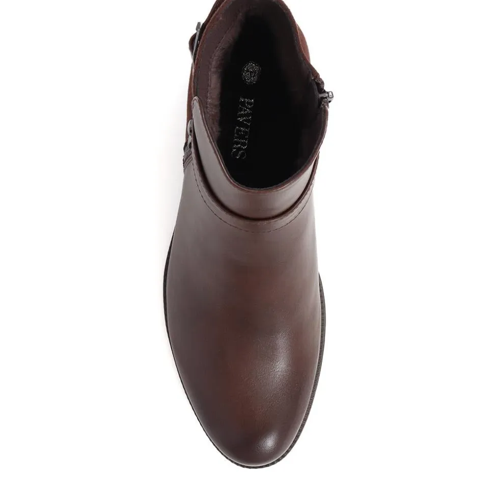 Zip-Detail Heeled Ankle Boots - Brown