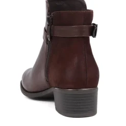 Zip-Detail Heeled Ankle Boots - Brown