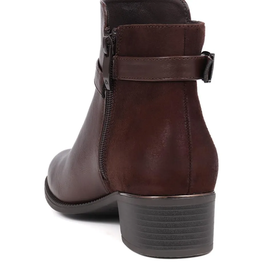 Zip-Detail Heeled Ankle Boots - Brown