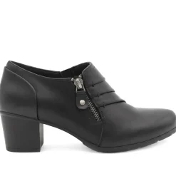 Zip Fasten Block Heel Ankle Boots - Black