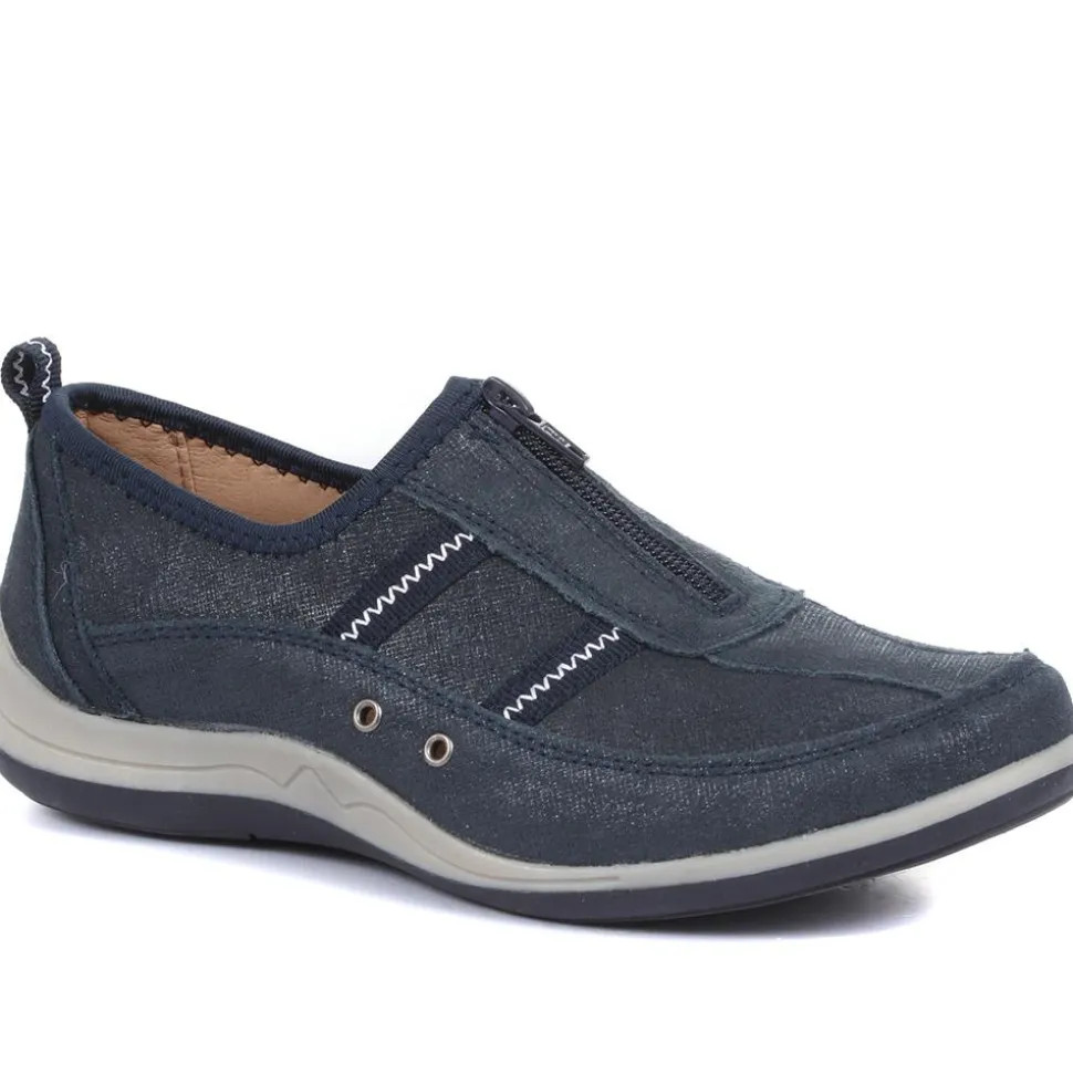 Zip Fastening Trainers - Navy