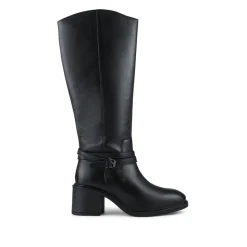 Zip-Fasten Leather Long Boots - Black