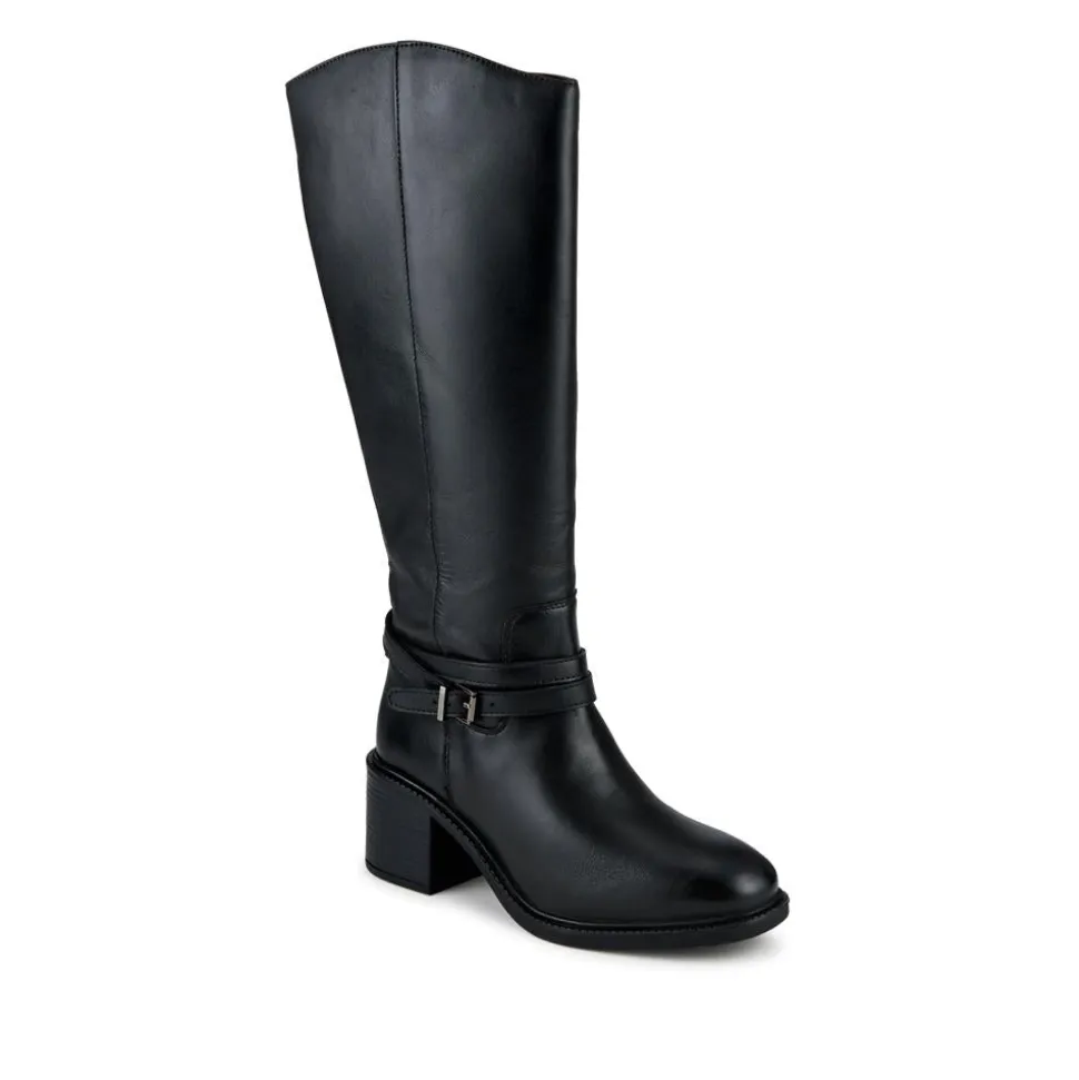 Zip-Fasten Leather Long Boots - Black