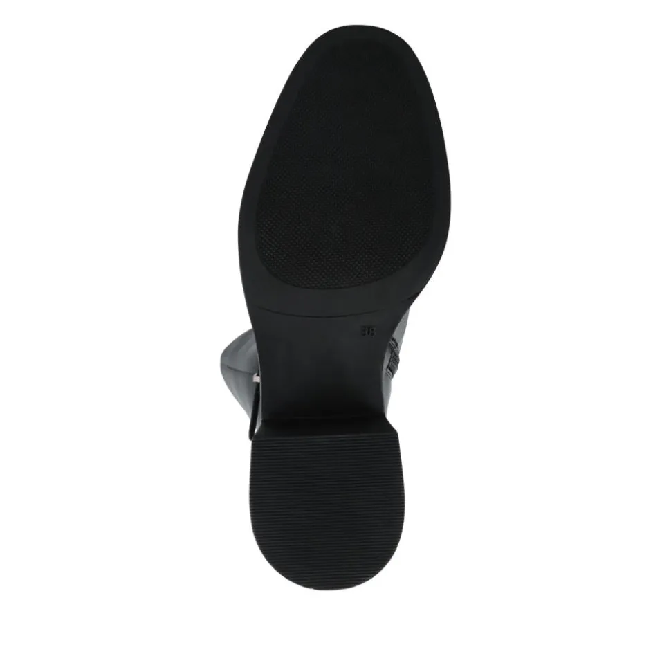 Zip-Fasten Leather Long Boots - Black