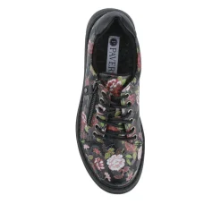 Zip & Lace Casual Daily Shoes - Black Rose Floral