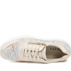 Zip & Lace Trainers With Metallic Accent - Gold Multi