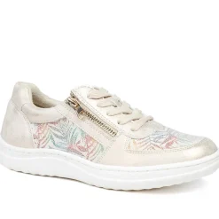 Zip & Lace Trainers With Metallic Accent - Gold Multi