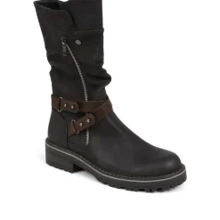 Zip-Up Calf Boots - Black