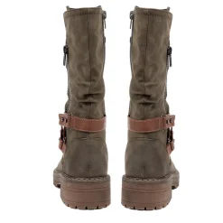 Zip-Up Calf Boots - Olive