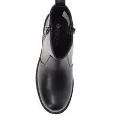 Zip-Up Chunky Ankle Boots - Black