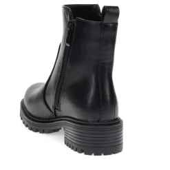 Zip-Up Chunky Ankle Boots - Black