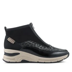 Zip-Up Chunky Ankle Boots - Black Multi