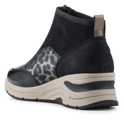 Zip-Up Chunky Ankle Boots - Black Multi