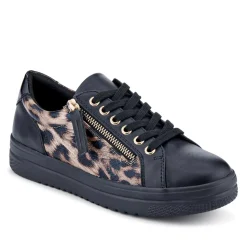 Zip Up Chunky Platform Trainers - Black Leopard