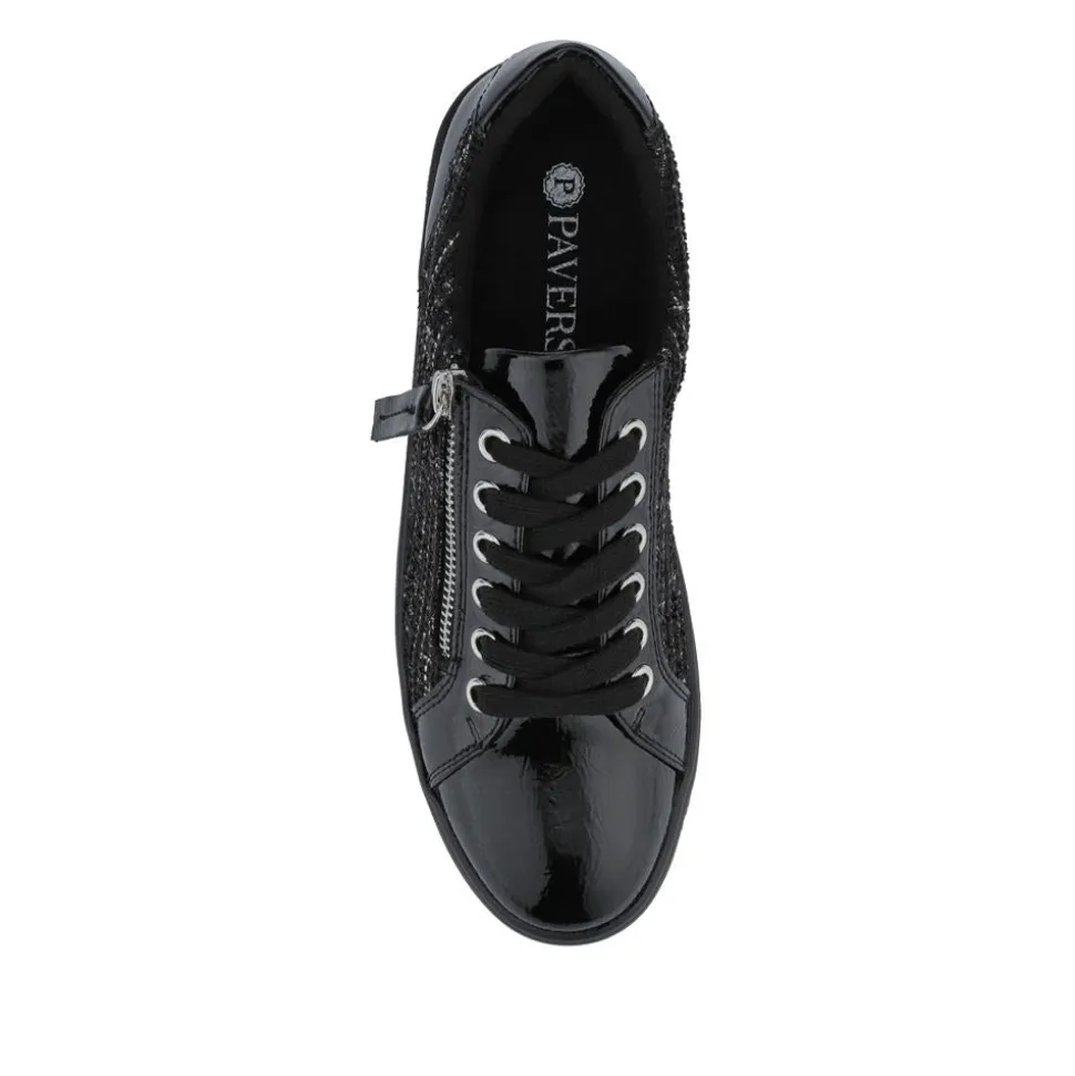 Zip Up Chunky Platform Trainers - Black Tweed