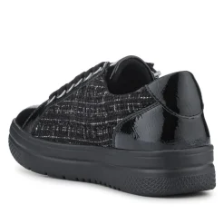 Zip Up Chunky Platform Trainers - Black Tweed