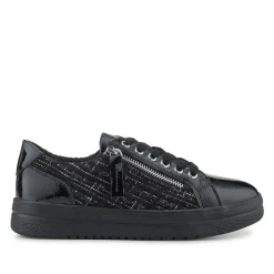Zip Up Chunky Platform Trainers - Black Tweed