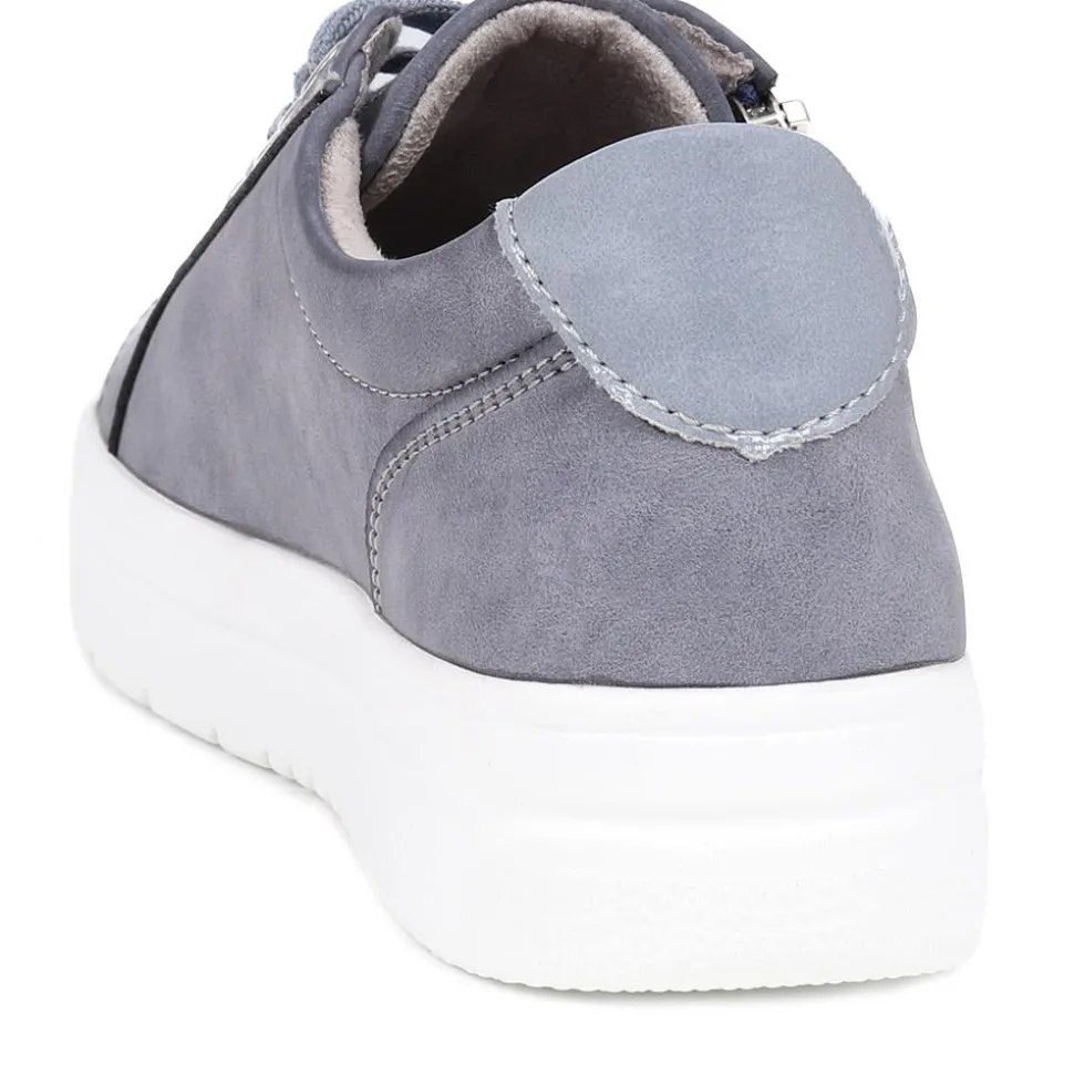 Zip Up Chunky Platform Trainers - Blue
