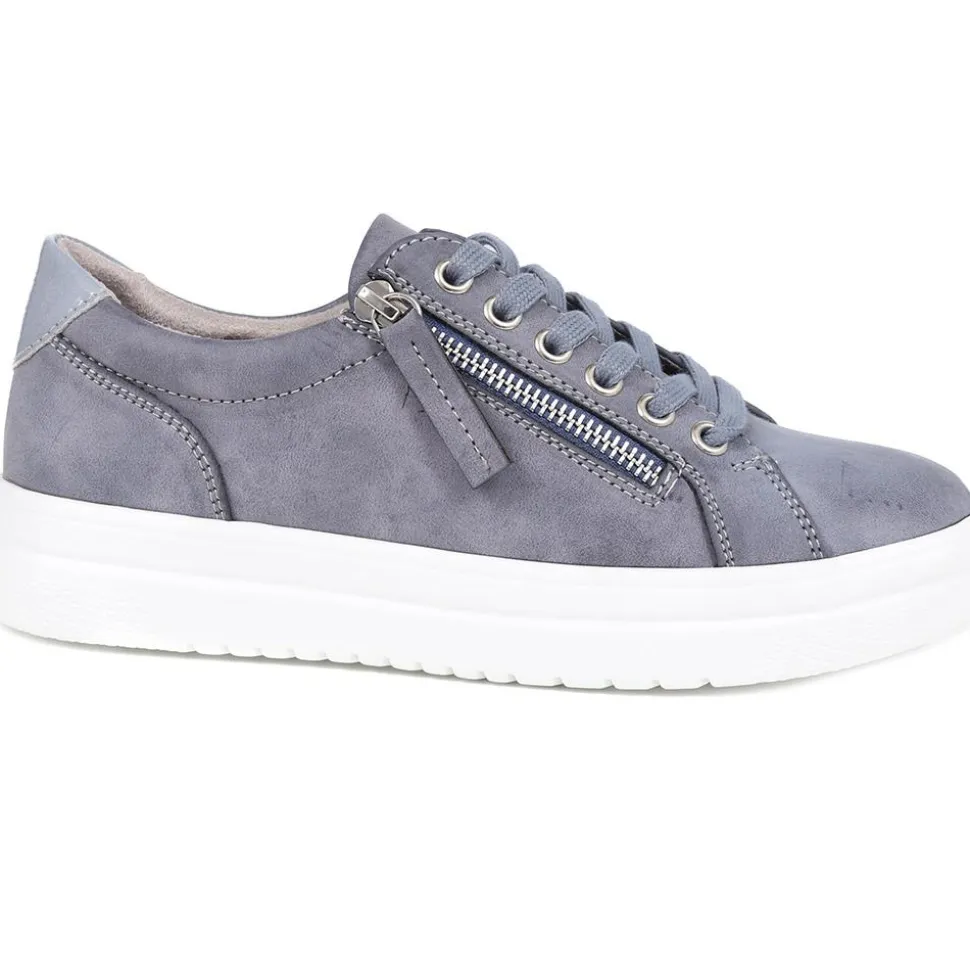 Zip Up Chunky Platform Trainers - Blue