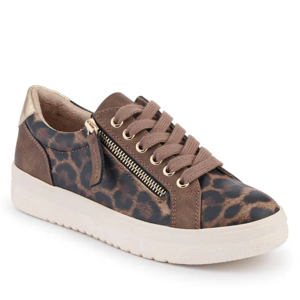 Zip Up Chunky Platform Trainers - Brown Leopard